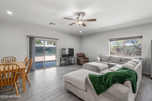 1941 E Greenlee Rd, Tucson, AZ 85719 - living area featuring a ceiling fan, recessed lighting, and wood finished floors