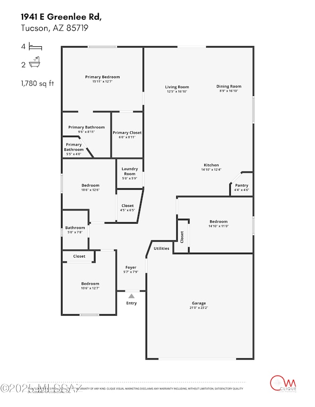 1941 E Greenlee Rd, Tucson, AZ 85719 - home floor plan