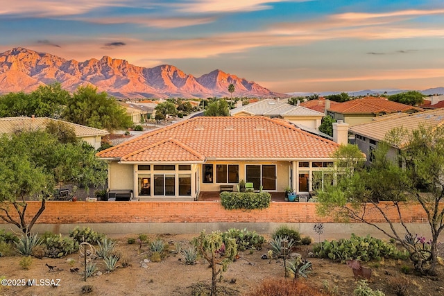 1861 E Crown Ridge Way, Oro Valley, AZ 85755 - rear view of property featuring a tile roof and a mountain view