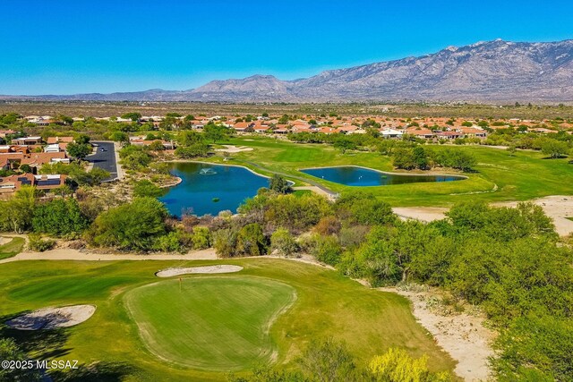 1861 E Crown Ridge Way, Oro Valley, AZ 85755 - aerial view of residential area featuring a golf club and a water and mountain view