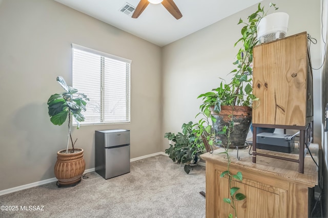 3022 S Open Range Way, Tucson, AZ 85713 - office area with a ceiling fan, light carpet, and baseboards