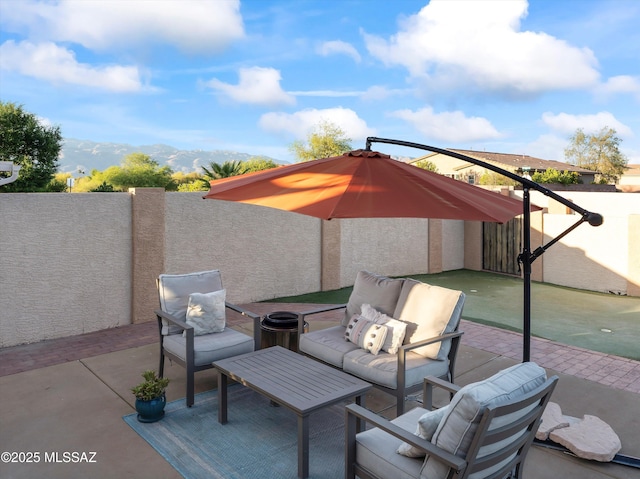 9880 E Cisco Ct, Tucson, AZ 85748 - fenced backyard featuring a patio and a mountain view