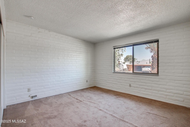 9552 E Irene St, Tucson, AZ 85730 - spare room with a textured ceiling, carpet floors, baseboards, and brick wall