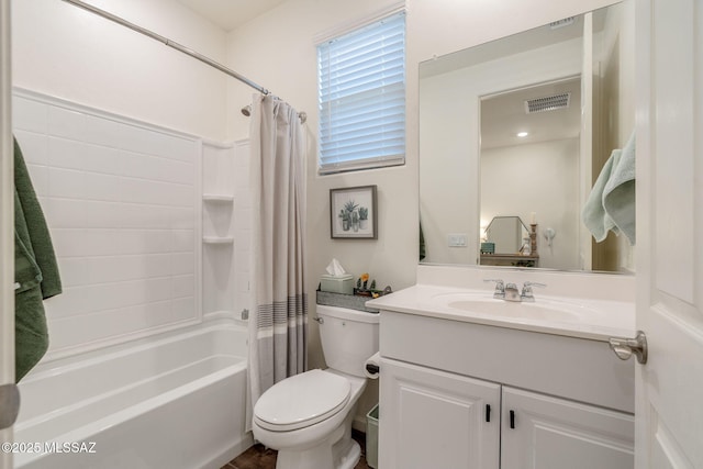 3287 W Sunlit Peak Dr, Tucson, AZ 85742 - bathroom with toilet, vanity, and shower / bath combo