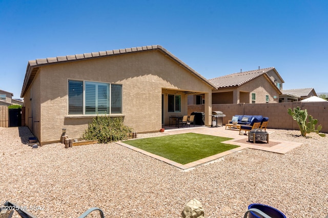 3287 W Sunlit Peak Dr, Tucson, AZ 85742 - rear view of house with a patio area and stucco siding