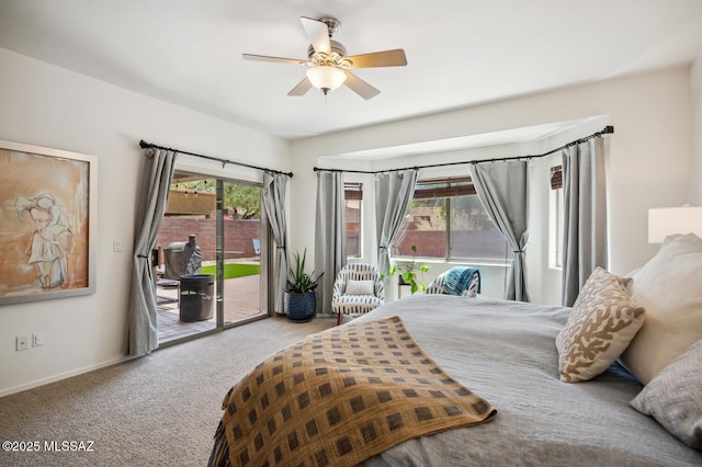 9225 S Summer Breeze Ln, Tucson, AZ 85756 - bedroom featuring access to outside, carpet floors, baseboards, and ceiling fan