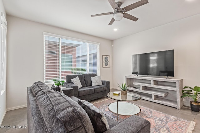 890 E Millenium Ct Unit E, Tucson, AZ 85719 - living room with ceiling fan, recessed lighting, and baseboards