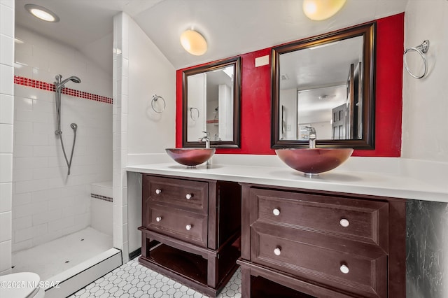 966 N Richey Blvd, Tucson, AZ 85716 - full bathroom with tiled shower, double vanity, and toilet