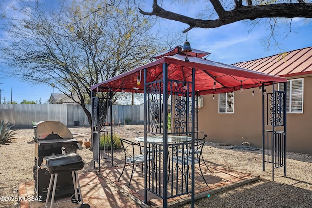 966 N Richey Blvd, Tucson, AZ 85716 - view of patio / terrace featuring a gazebo, area for grilling, and outdoor dining space