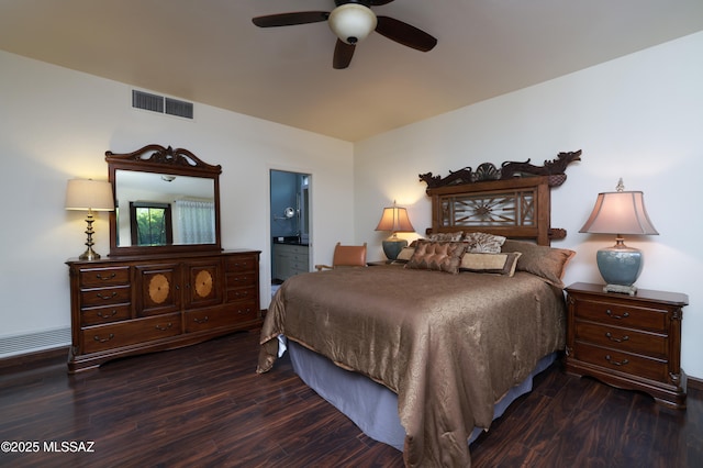 10550 N Lambert Pl, Tucson, AZ 85737 - bedroom with wood finished floors, ensuite bathroom, and ceiling fan
