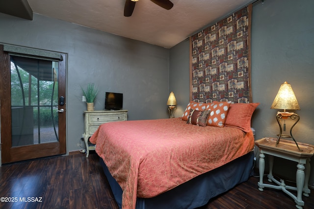 10550 N Lambert Pl, Tucson, AZ 85737 - bedroom featuring wood finished floors, a ceiling fan, access to outside, and baseboards
