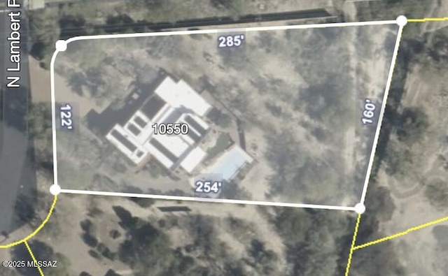10550 N Lambert Pl, Tucson, AZ 85737 - aerial overview of property's location with property boundaries highlighted