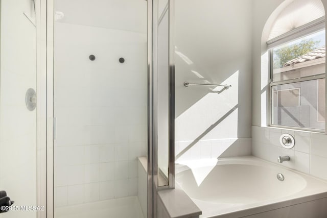 9102 N Safflower Ln, Tucson, AZ 85743 - full bathroom featuring a shower stall and a garden tub