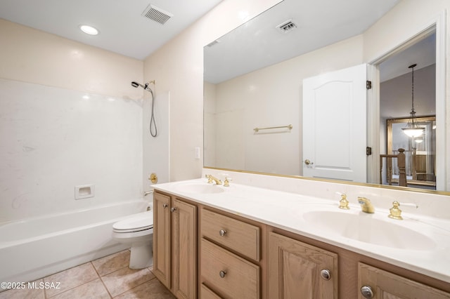 11562 N Scioto Ave, Tucson, AZ 85737 - full bathroom with toilet, double vanity, shower / tub combination, and tile patterned floors