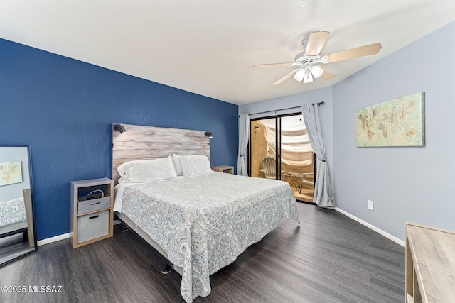 7612 E Callisto Cir Unit 60, Tucson, AZ 85715 - bedroom with access to outside, baseboards, and dark wood-style flooring