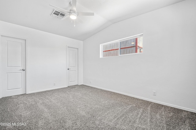 4167 E Los Robles St, Tucson, AZ 85712 - carpeted empty room featuring vaulted ceiling, ceiling fan, and baseboards