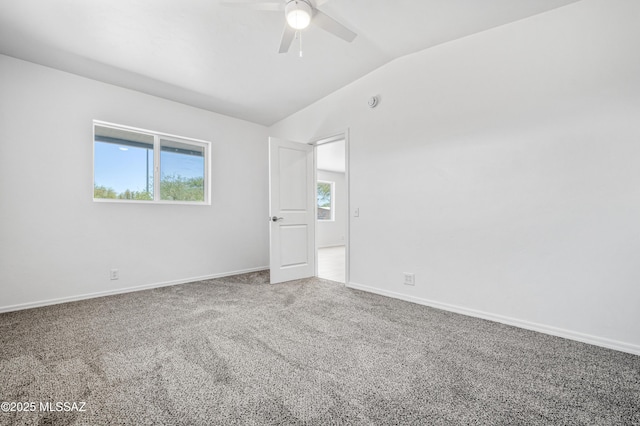 4167 E Los Robles St, Tucson, AZ 85712 - carpeted spare room featuring vaulted ceiling, ceiling fan, and baseboards