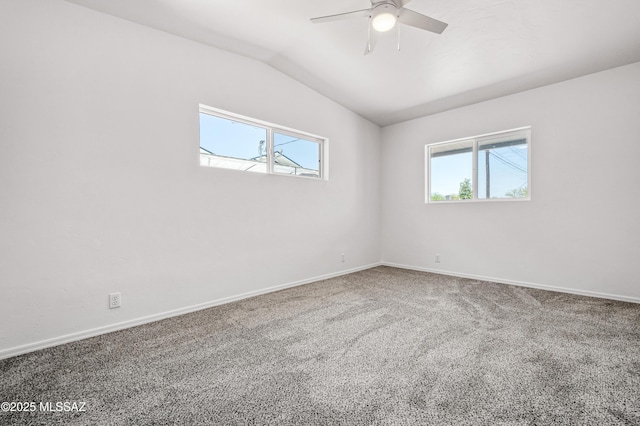 4167 E Los Robles St, Tucson, AZ 85712 - carpeted empty room featuring lofted ceiling, ceiling fan, and baseboards
