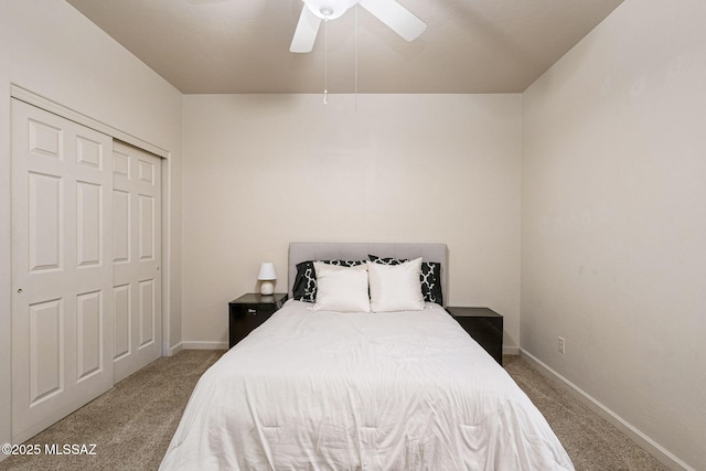 1920 W Canada Hills Dr, Oro Valley, AZ 85737 - bedroom with carpet flooring, baseboards, a ceiling fan, and a closet
