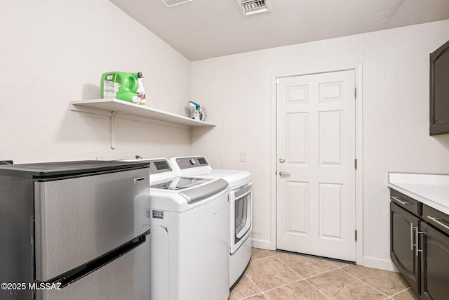 1920 W Canada Hills Dr, Oro Valley, AZ 85737 - washroom with washer and clothes dryer, light tile patterned floors, and cabinet space