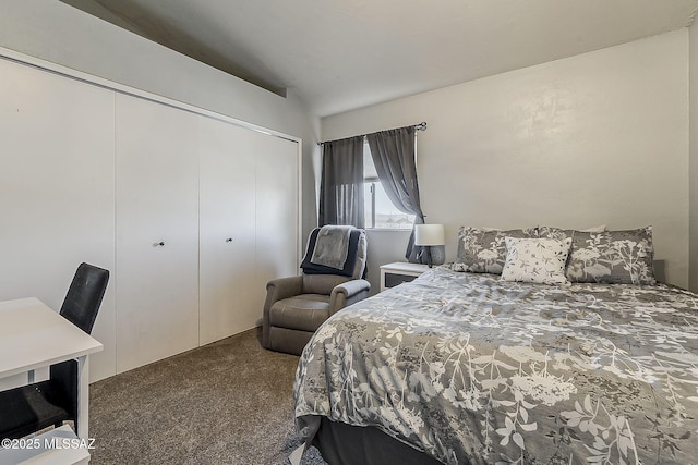 9650 N Gyor Pl, Tucson, AZ 85742 - bedroom with carpet, a closet, and lofted ceiling