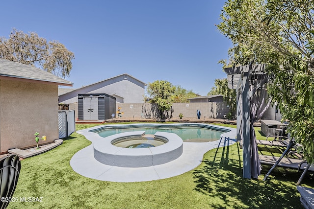 9650 N Gyor Pl, Tucson, AZ 85742 - view of pool with a pool with connected hot tub
