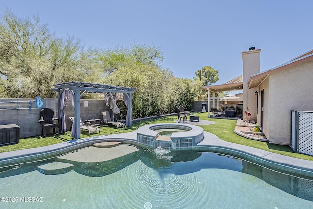 9650 N Gyor Pl, Tucson, AZ 85742 - view of pool with a pergola, a patio, and a pool with connected hot tub