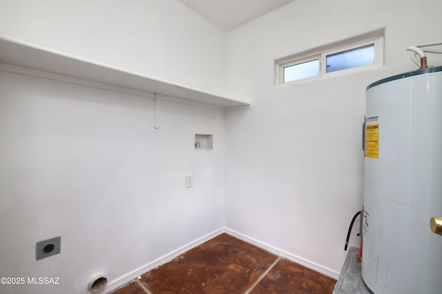 2931 N Mitch Dr, Tucson, AZ 85719 - washroom with gas water heater, hookup for an electric dryer, washer hookup, and baseboards