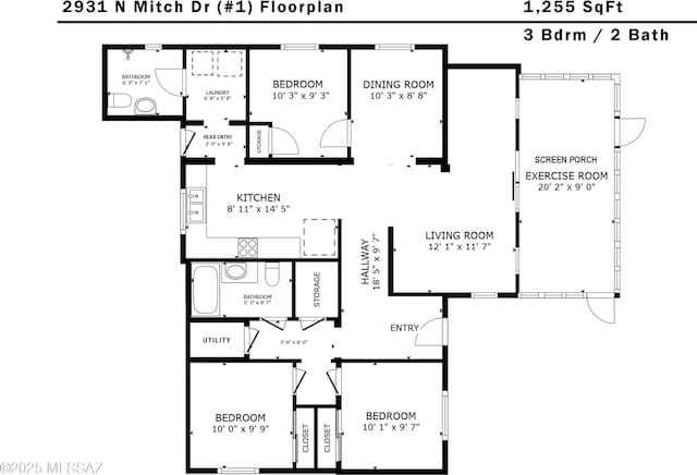 2931 N Mitch Dr, Tucson, AZ 85719 - property floor plan
