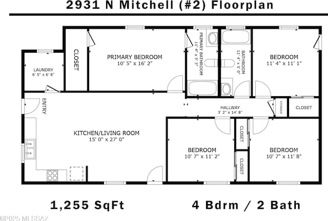 2931 N Mitch Dr, Tucson, AZ 85719 - home floor plan