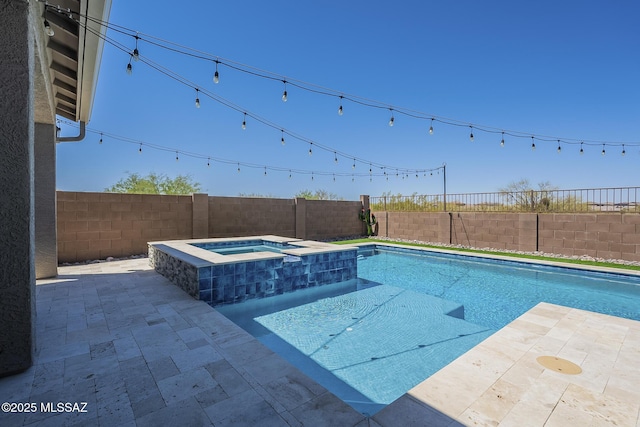 5550 S Sycamore Rim Trl, Tucson, AZ 85747 - view of pool with a fenced backyard, a patio area, and a pool with connected hot tub