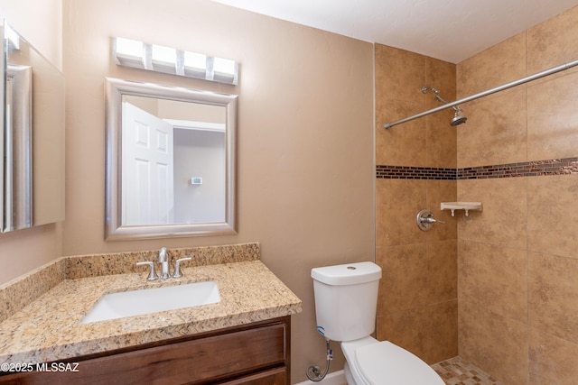 9701 N Camino Del Fierro, Tucson, AZ 85742 - full bathroom featuring toilet, vanity, and a tile shower