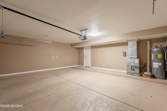 9701 N Camino Del Fierro, Tucson, AZ 85742 - garage with electric water heater, a garage door opener, baseboards, and heating unit