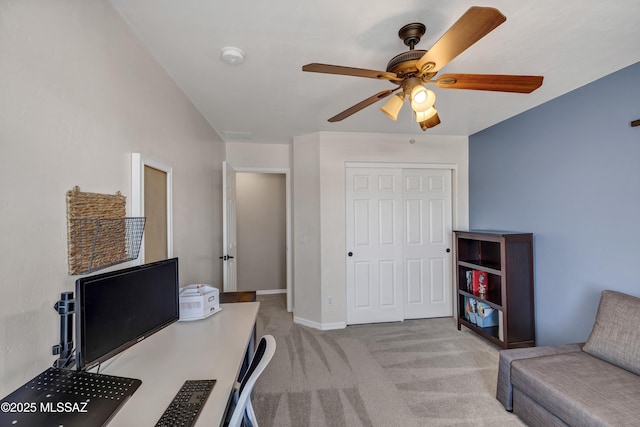 19 W Via Teresita, Sahuarita, AZ 85629 - carpeted home office featuring a ceiling fan and baseboards