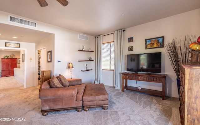 9387 S Via Famero, Vail, AZ 85641 - carpeted living room featuring a ceiling fan