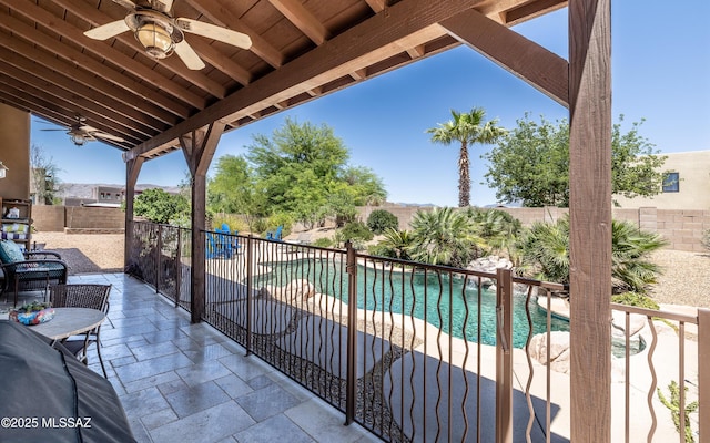 9387 S Via Famero, Vail, AZ 85641 - fenced backyard featuring ceiling fan and a patio