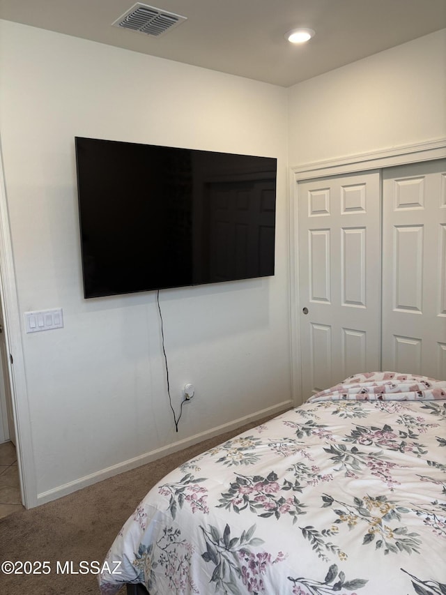 10822 E Franklin Falls Way, Vail, AZ 85641 - bedroom with carpet floors, a closet, baseboards, and recessed lighting