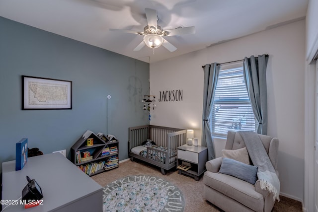 9978 N Niobrara Way, Tucson, AZ 85742 - carpeted bedroom with a nursery area and a ceiling fan