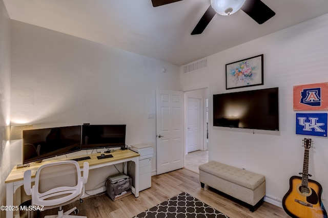 9978 N Niobrara Way, Tucson, AZ 85742 - office area featuring a ceiling fan and light wood-type flooring