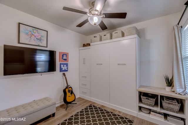 9978 N Niobrara Way, Tucson, AZ 85742 - living area with a ceiling fan, light wood finished floors, and baseboards