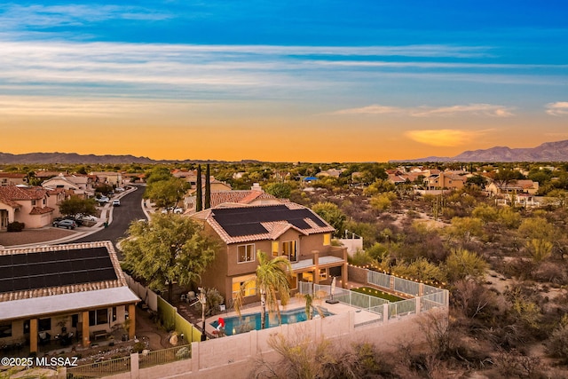 11262 N Chynna Rose Pl, Oro Valley, AZ 85737 - aerial perspective of suburban area with a mountain backdrop and a pool