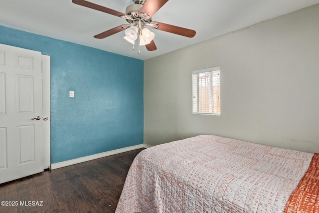 2113 N Belvedere Ave, Tucson, AZ 85712 - bedroom with wood finished floors, baseboards, and a ceiling fan