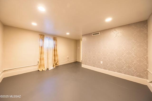 1912 E Water St, Tucson, AZ 85719 - finished below grade area featuring recessed lighting and wallpapered walls