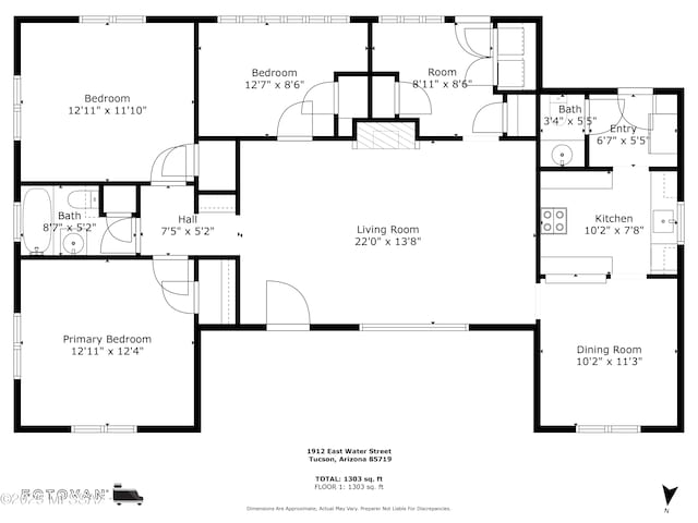 1912 E Water St, Tucson, AZ 85719 - floor plan / room layout