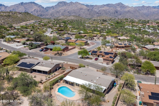 7302 E Rocky Creek Pl, Tucson, AZ 85750 - aerial view of residential area with a mountain backdrop and a pool