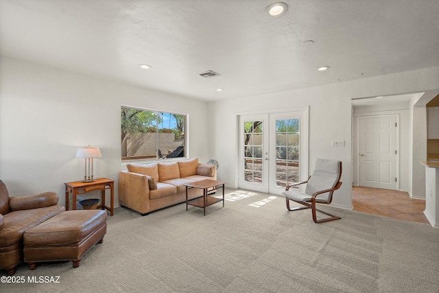 2917 E Malvern St, Tucson, AZ 85716 - living room with carpet floors, french doors, recessed lighting, and baseboards