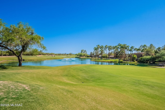 2136 E Desert Fox Dr, Green Valley, AZ 85614 - surrounding community with a lawn, a water view, and golf course view