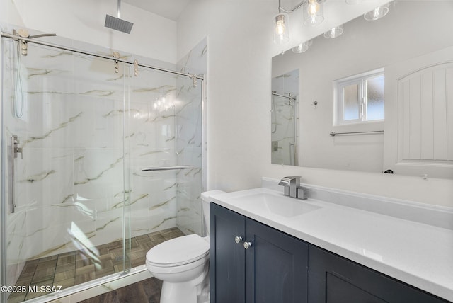 1801 Saltillo Ct, Rio Rico, AZ 85648 - full bathroom with a marble finish shower, vanity, and toilet