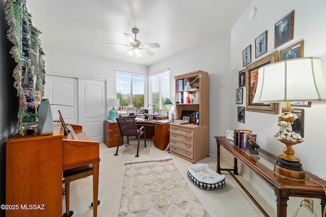 7466 E Placita Del Misterio, Tucson, AZ 85715 - office area featuring a ceiling fan and light colored carpet