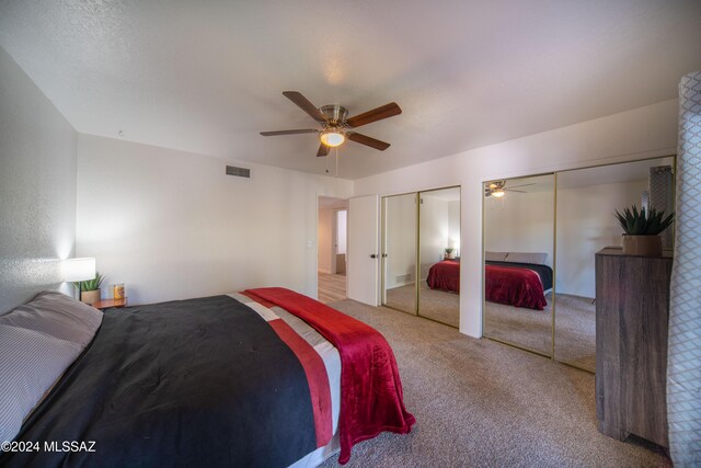 5617 N Camino Del Conde, Tucson, AZ 85718 - carpeted bedroom with two closets and ceiling fan